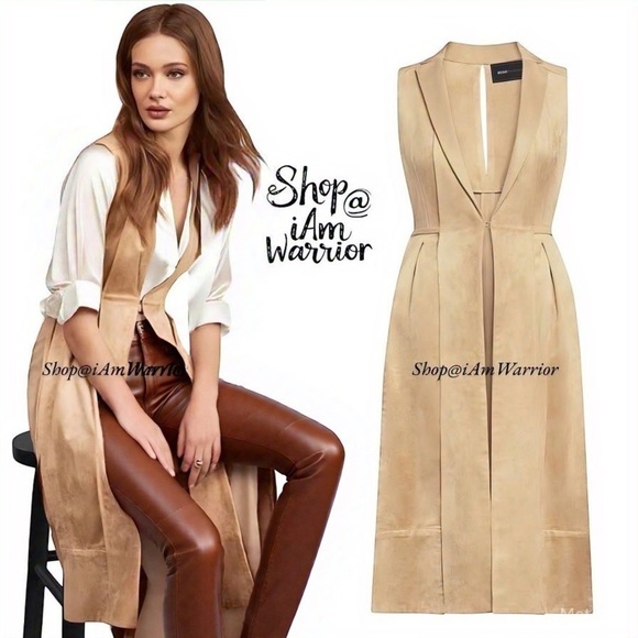 BCBGMaxAzria NWT vegan faux suede side tie vest duster *shop@iamwarrior - Picture 2 of 6